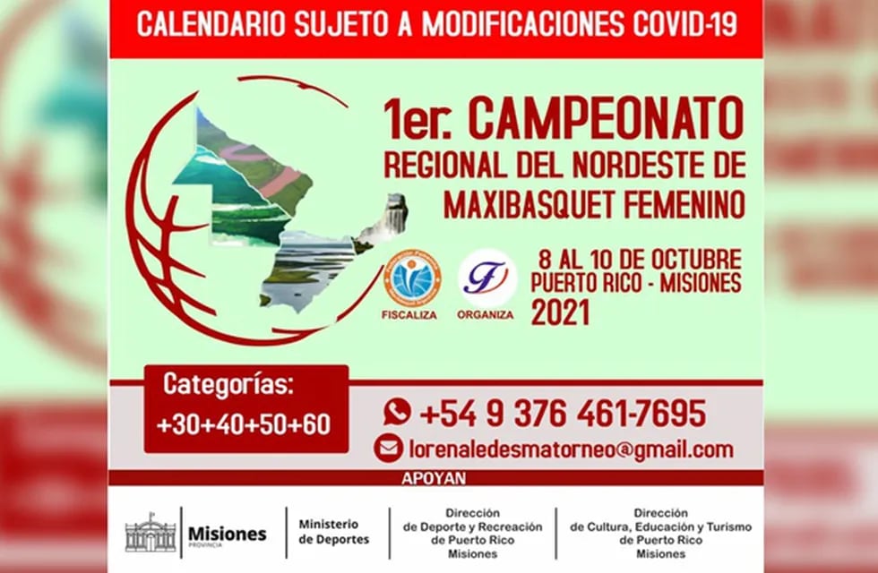 El Campeonato Regional de Maxibasquet femenino del Nordeste se llevará adelante en la localidad de Puerto Rico.