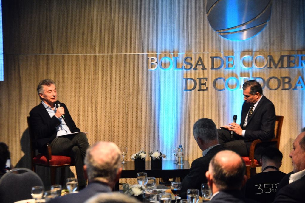 El expresidente Mauricio Macri brindó una charla en la Bolsa de Comercio de Córdoba.  (Pedro Castillo / La Voz)