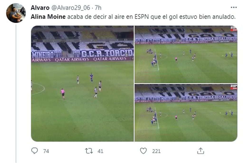 Alina Moine se convirtió en tendencia por su comentario sobre el gol anulado a Boca