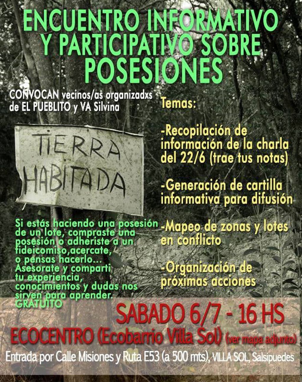 Encuentro informativo y participativo sobre posesiones.