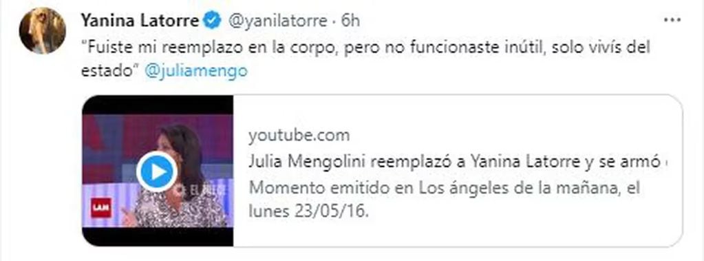 Yanina Latorre apuntó contra Julia Mengolini