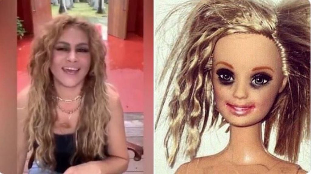 Comparaciones entre la cantante y la muñeca Barbie con el maquillaje hecho un desastre después de una larga fiesta (web)