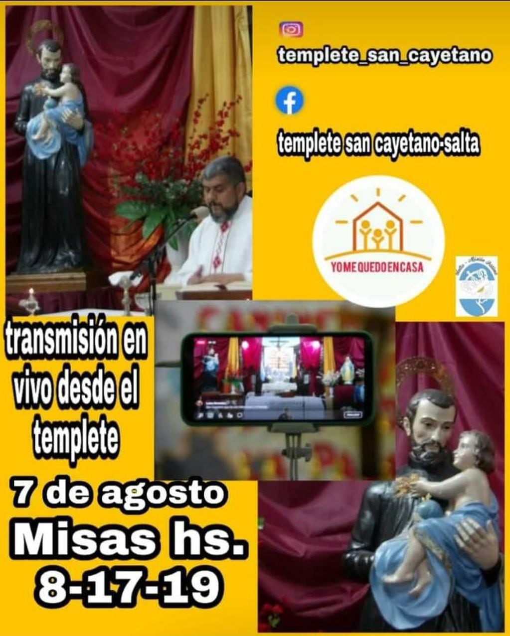 Salta celebra el Día de San Cayetano de forma virtual (Facebook Templete San Cayetano)