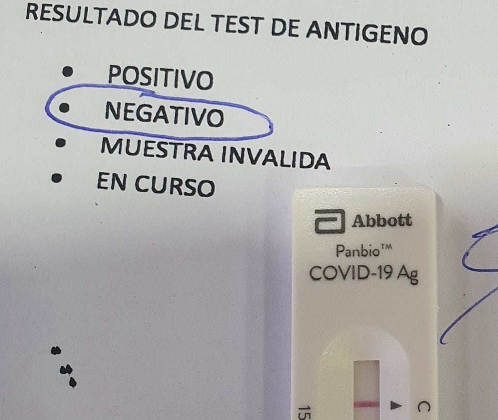 Test de antígeno "negativo".