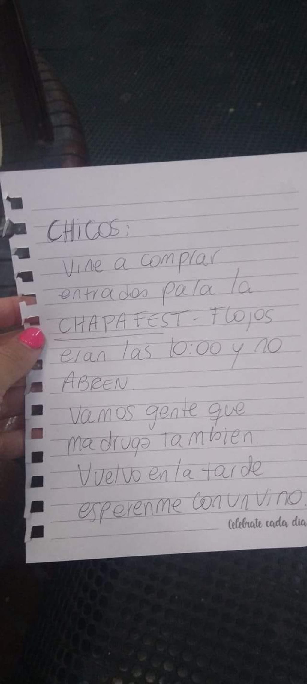 La carta de indignación que una mendocina dejó en un punto de venta de la Chapafest.