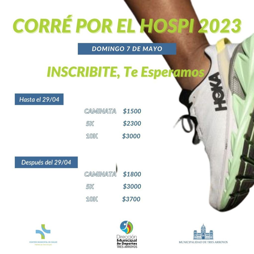 La 3era edición de “Corre por el Hospi” se disputará el 7 de mayo en Tres Arroyos