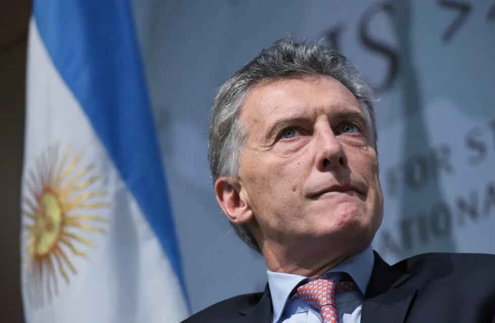 Argentina's President Mauricio Macri speaks during a forum on Argentina at The Center for Strategic and International Studies (CSIS) on April 27, 2017 in Washington, DC. / AFP PHOTO / MANDEL NGAN
