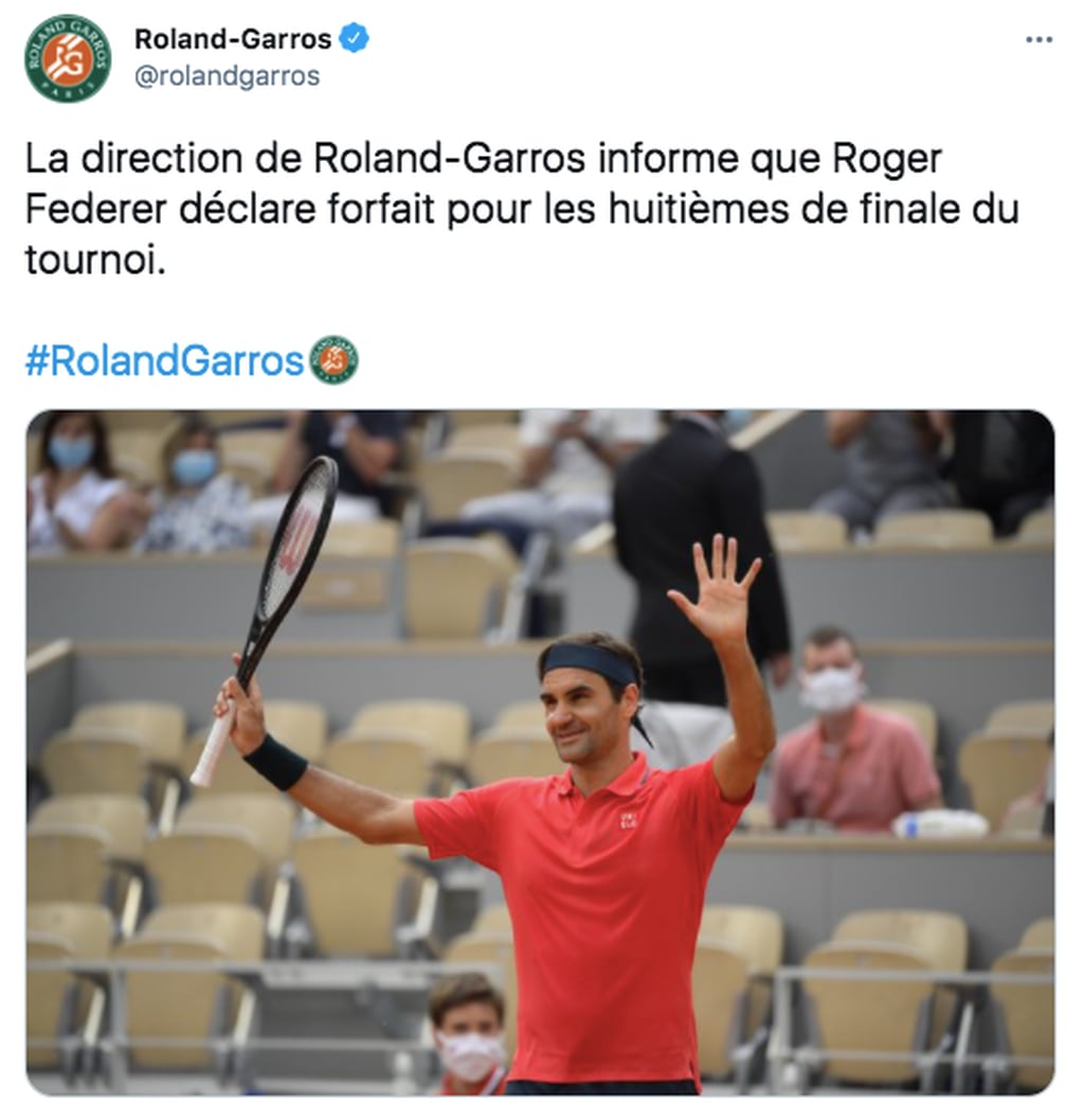 Roger Federer se retiró de Roland Garros.