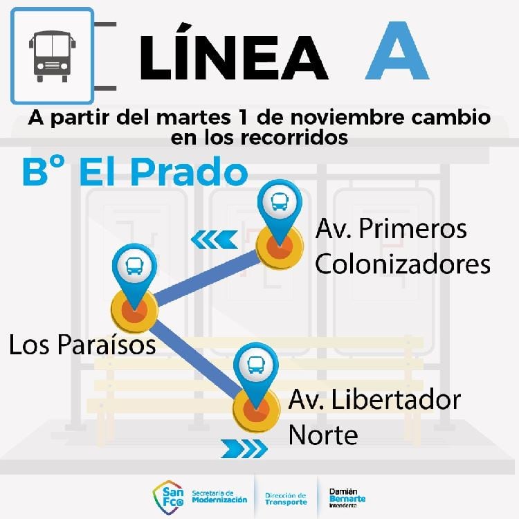 Nuevo recorrido del transporte urbano