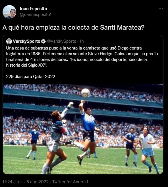 Los comentarios pidiendo por Santi Maratea para recaudar fondos por la camiseta de Maradona