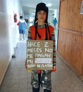 Rayen, la docente de Neuquén que no cobra el sueldo hace dos meses.