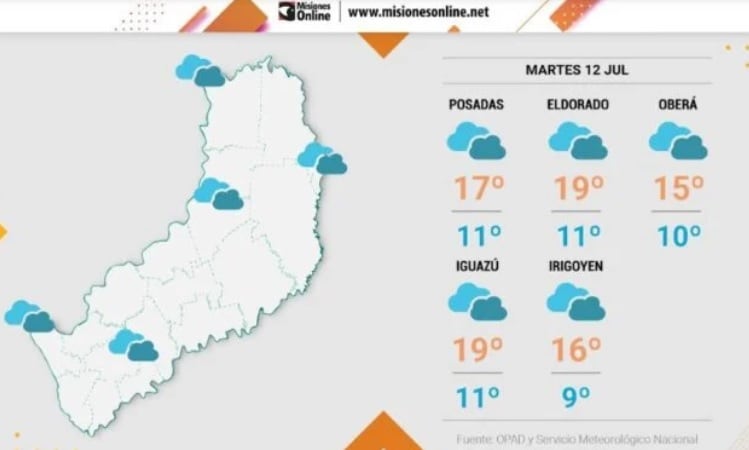 Tras las precipitaciones, retorna el frío a Misiones.