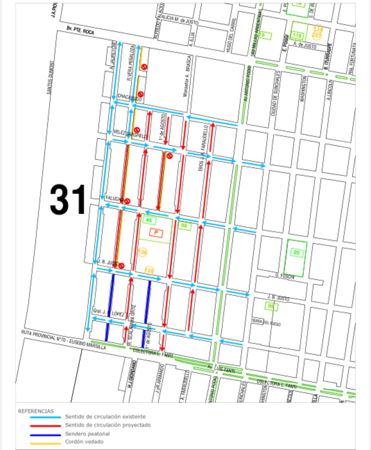 Cambio del sentido de circulación en calles del barrio Jardín