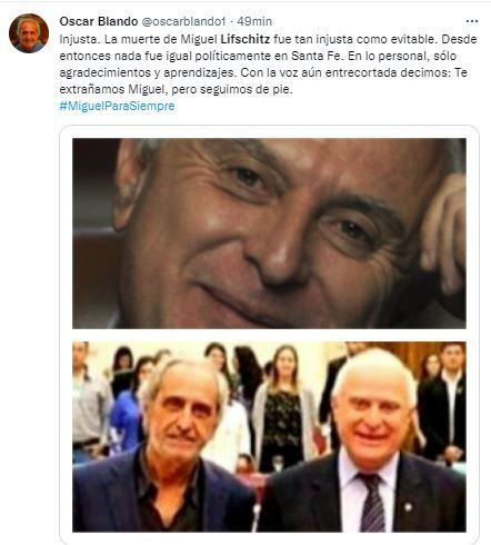 A un año de la muerte de Miguel Lifschitz, lo recuerdan en las redes sociales.