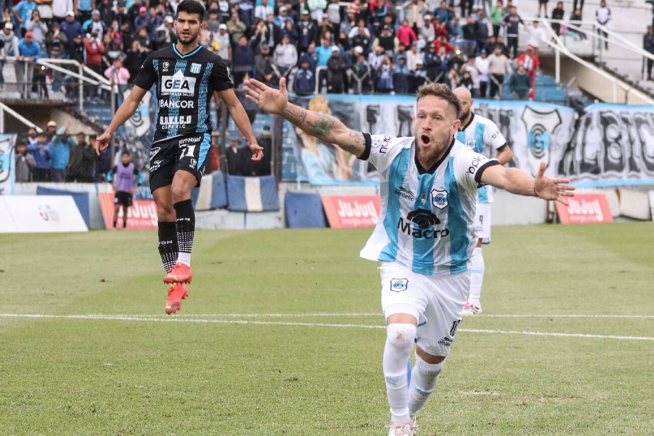 Federico Brandan puso el 1 a 0 para Gimnasia de Jujuy frente a Racing. (Prensa Gimnasia de Jujuy)