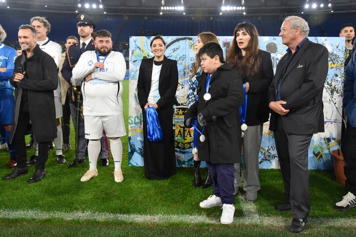 Los hijos de Maradona en el "Partido por la Paz"