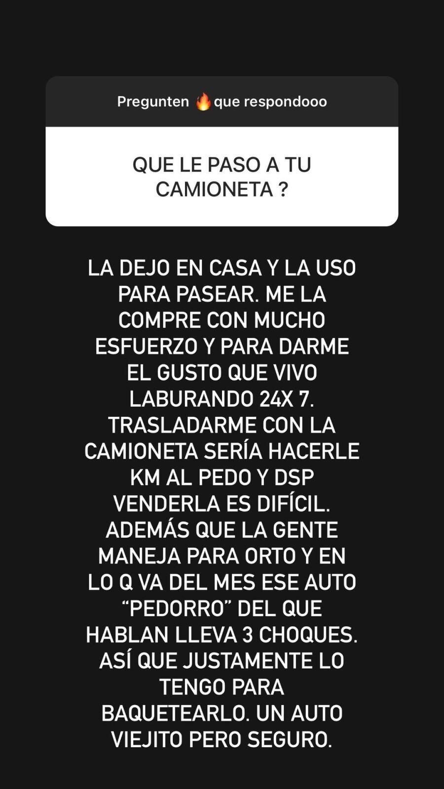 Cinthia Fernández aclaró por qué no usa su camioneta