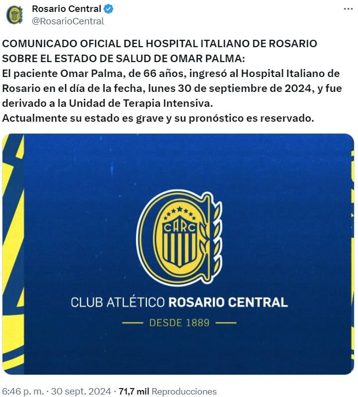 El club dio la mala noticia a última hora de la tarde.