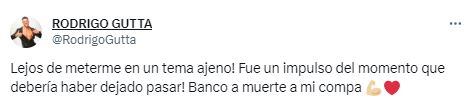 Los tuits de Rodrigo Gutta contra Maxi de Gran Hermano.