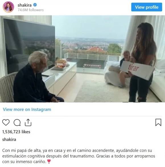 El posteo de Shakira sobre su padre