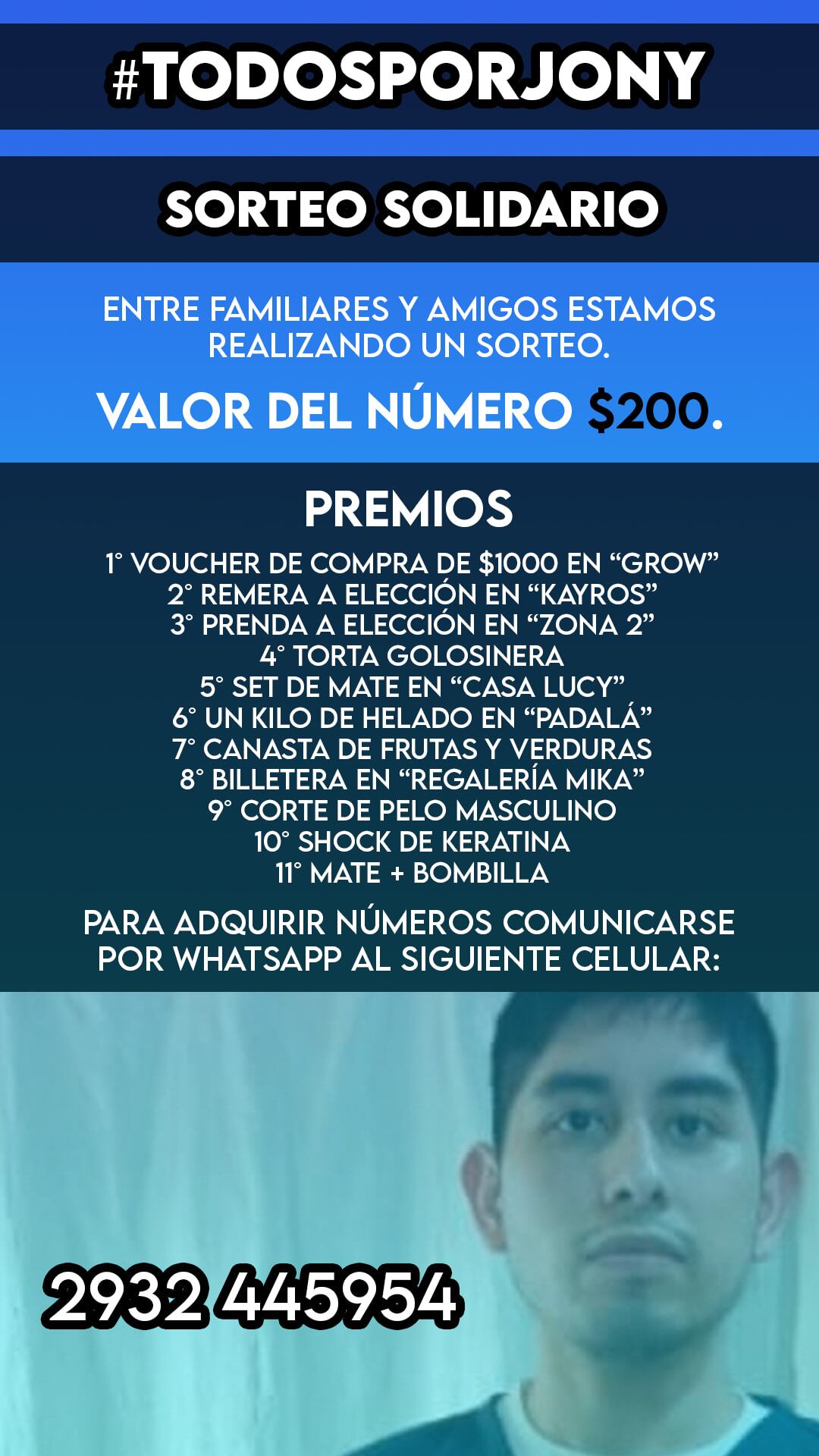 El joven fue operado de un tumor cerebral , no tiene obra social y necesita ayuda económica para la rehabilitación.