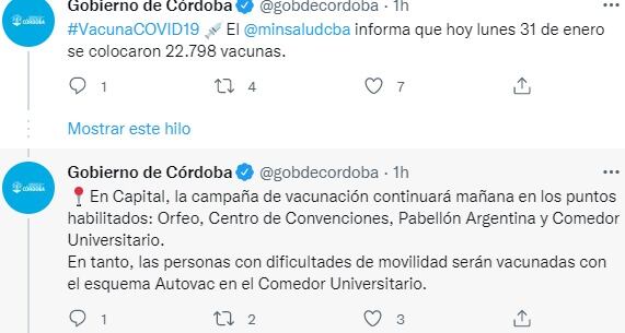 La campaña de vacunación contra el coronavirus sigue activa en Córdoba.