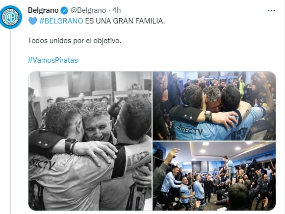 Las condolencias de los jugadores de Belgrano para el Luifa Artime por su pérdida.