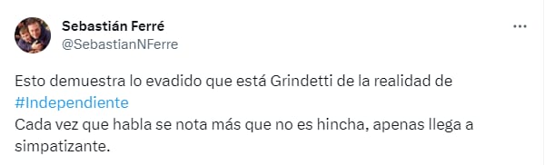 El descontento de los hinchas con Grindetti