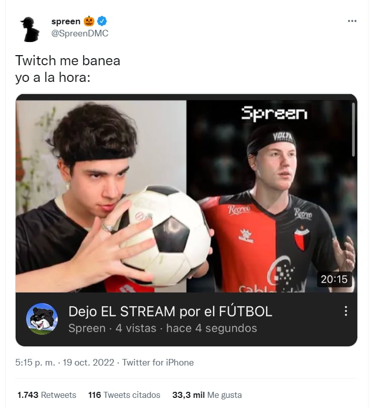 El streamer compartió un meme sobre su bloqueo en Twitch