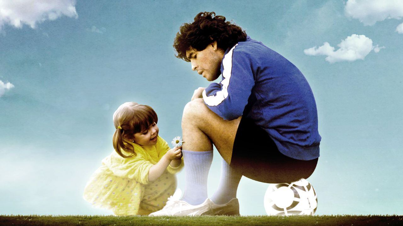 Foto del afiche del documental de HBO sobre Maradona.