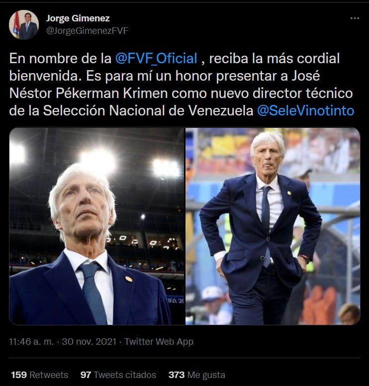 José Pékerman será el próximo entrenador de Venezuela