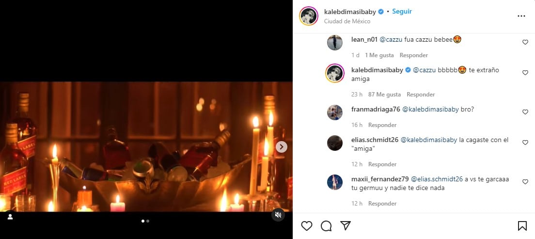 El anuncio de Kaleb di Masi en Instagram.