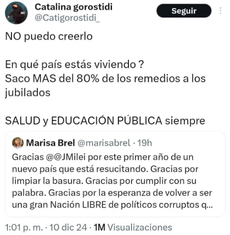 La exparticipante de Gran Hermano realizó una queja al Gobierno de Milei.