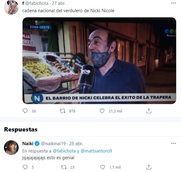 La intérprete de "No toque mi Naik" se divirtió con las reacciones en redes sociales. (@naikinai19)