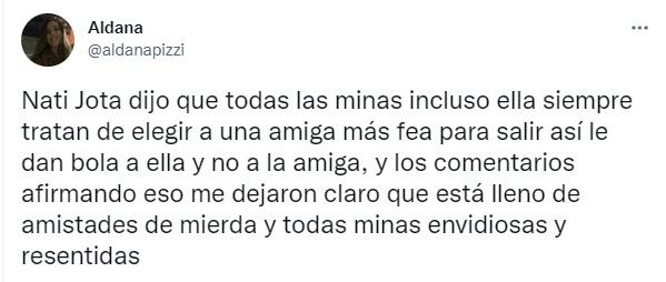 El repudio a la frase de Nati Jota