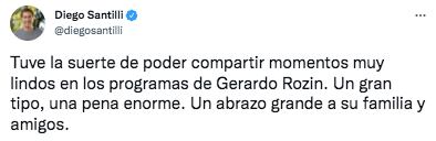 Los mensajes del mundo político por la muerte de Gerardo Rozín.