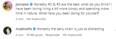 El comentario de Mia Khalifa para Jenna Lee.