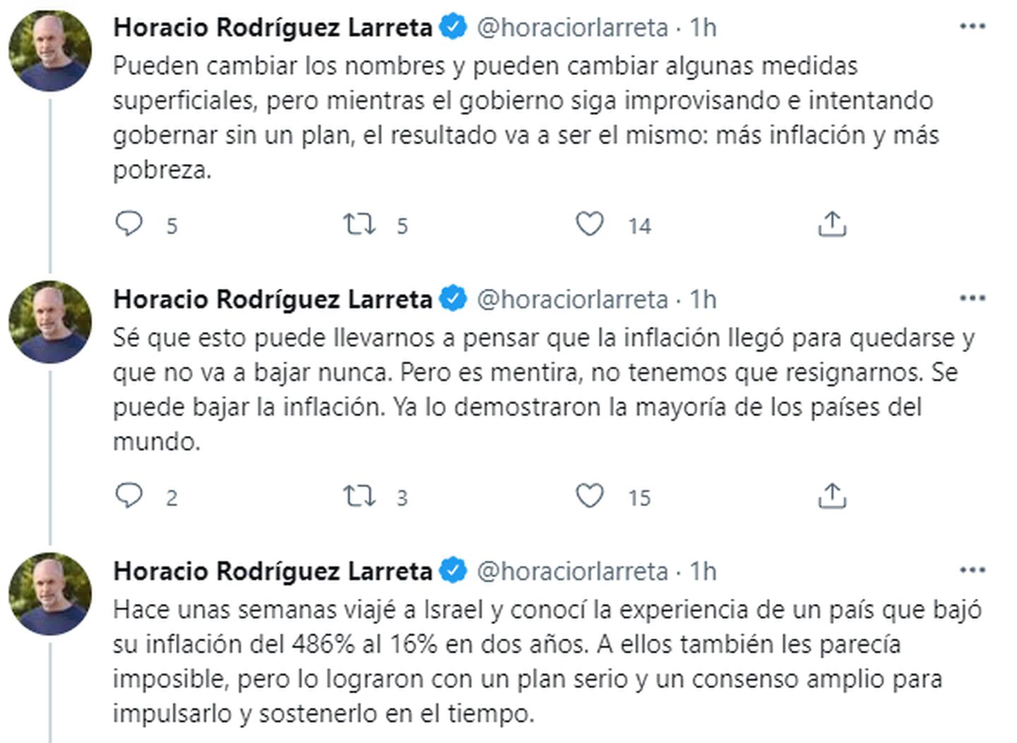 El tuit crítico de Horacio Rodríguez Larreta.