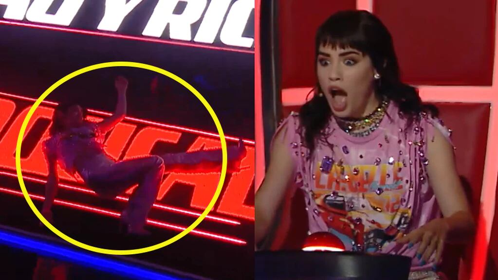 Lali Espósito se levantó de su sillón y se tiró al piso sobre las letras en rojo, como si se hubiera desmayado.