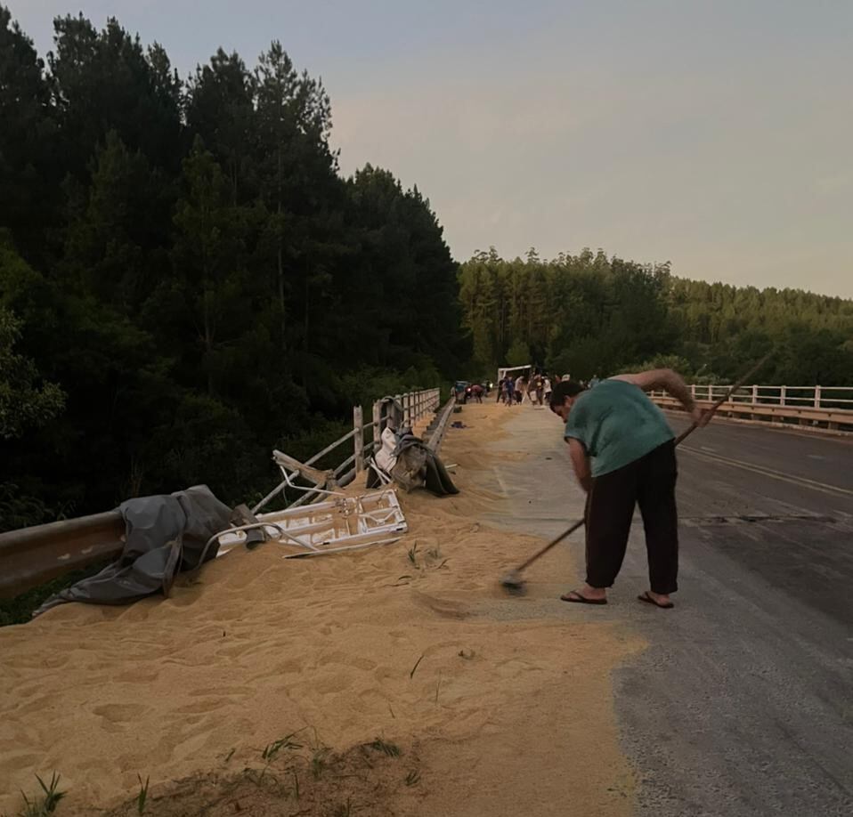 Volcó un camión con carga de soja en El Soberbio.