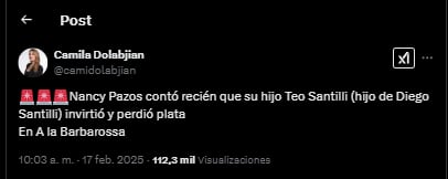 Nancy Pazos contó que su hijo perdió plata tras invertir en la criptomoneda recomendada por Milei