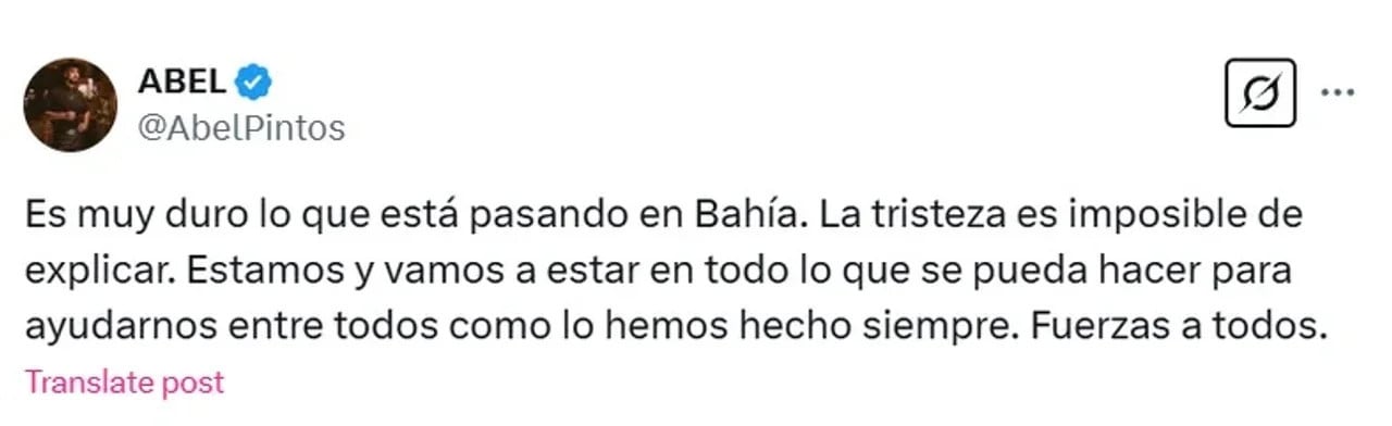 Abel Pintos se solidarizó con los damnificados y lanzó su campaña solidaria