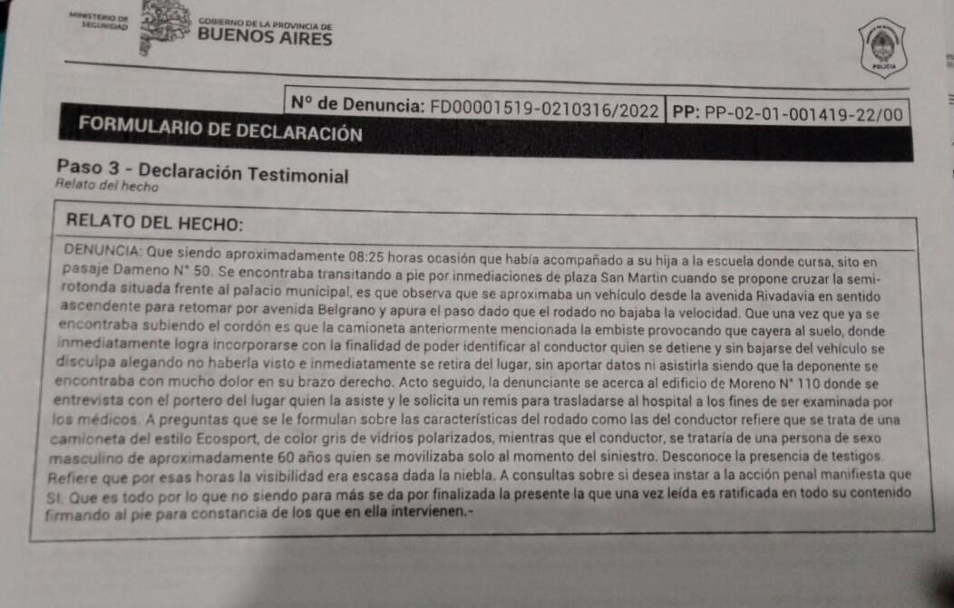 Atropelló a una mujer y se dio a la fuga sin asistirla