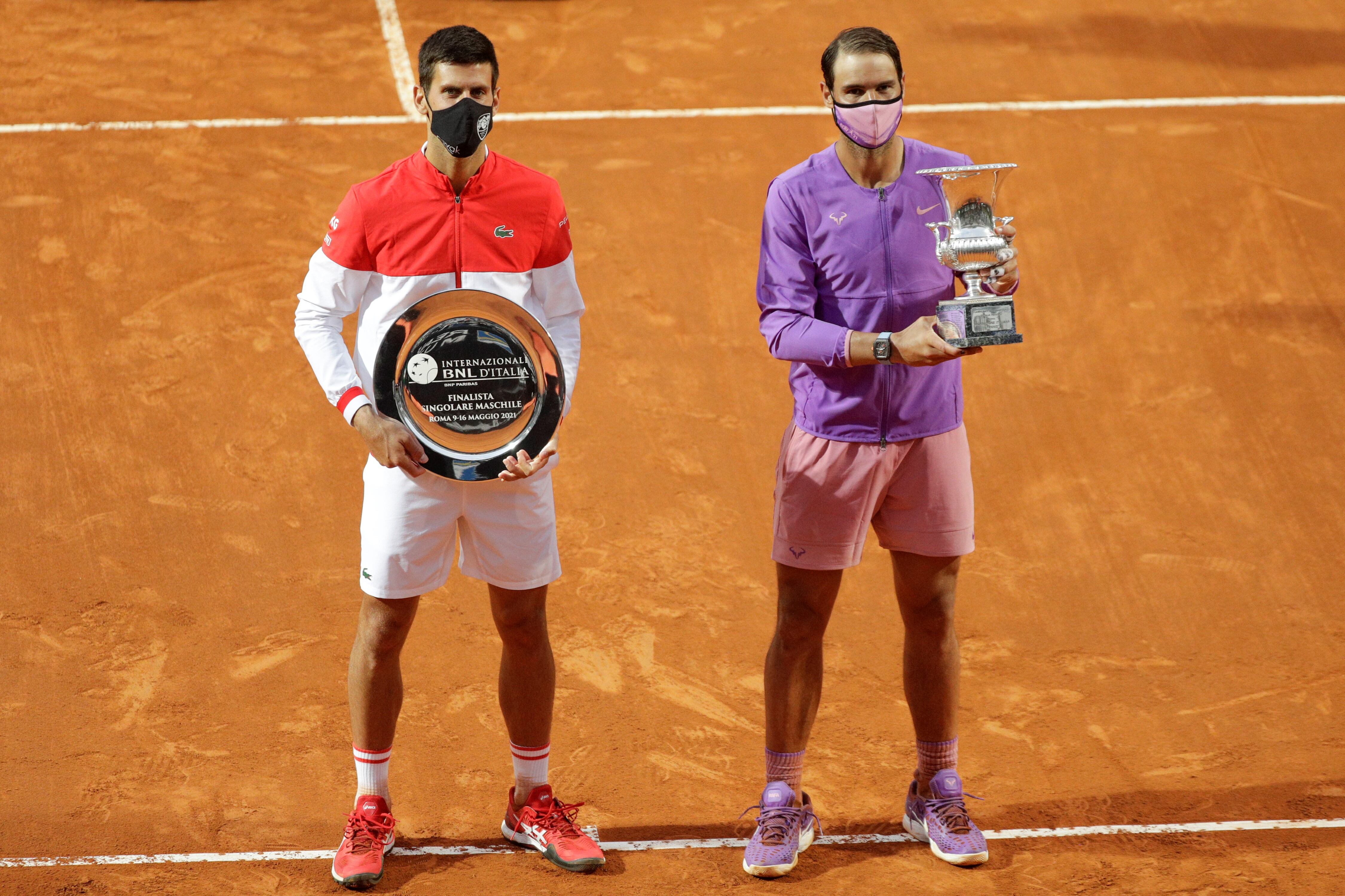 Rafael Nadal y Novak Djokovic en Roma.