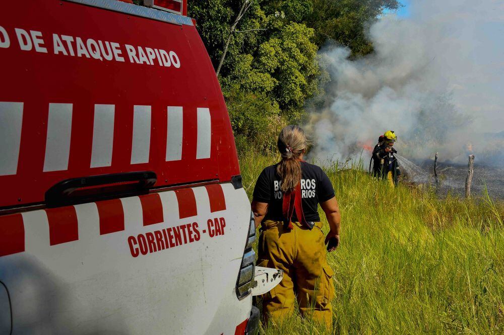 Cooperación de todas las fuerzas provinciales para apagar los incendios.