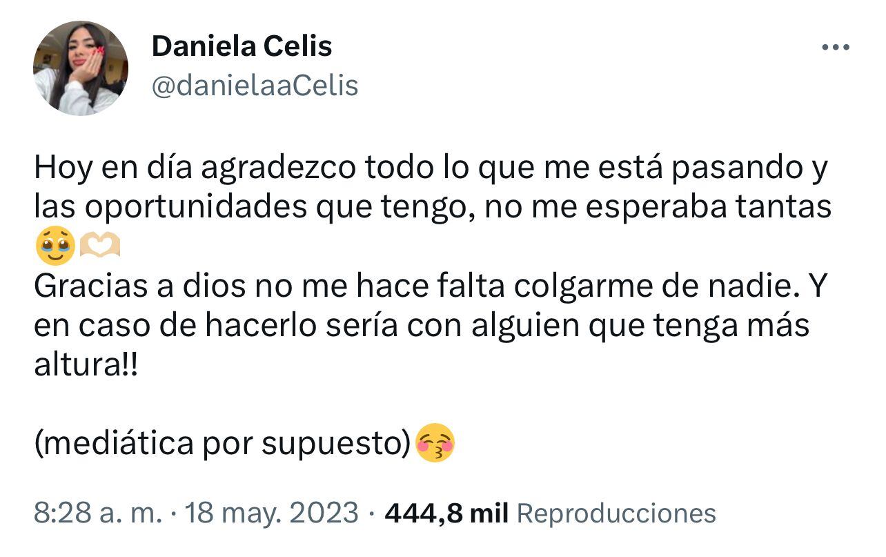 La furia de Daniela Celis en Twitter