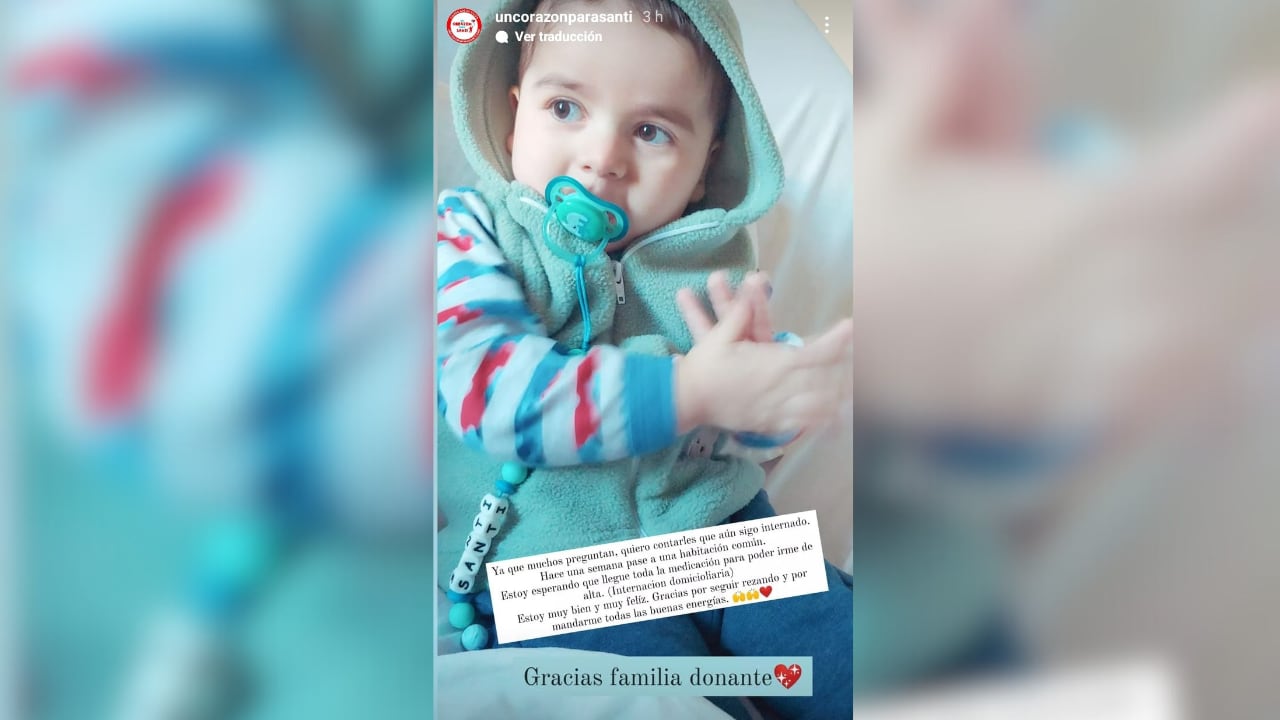 Santiago Luna, el pequeño guerrero sanjuanino que fue trasplantado del corazón ya pasó a sala común