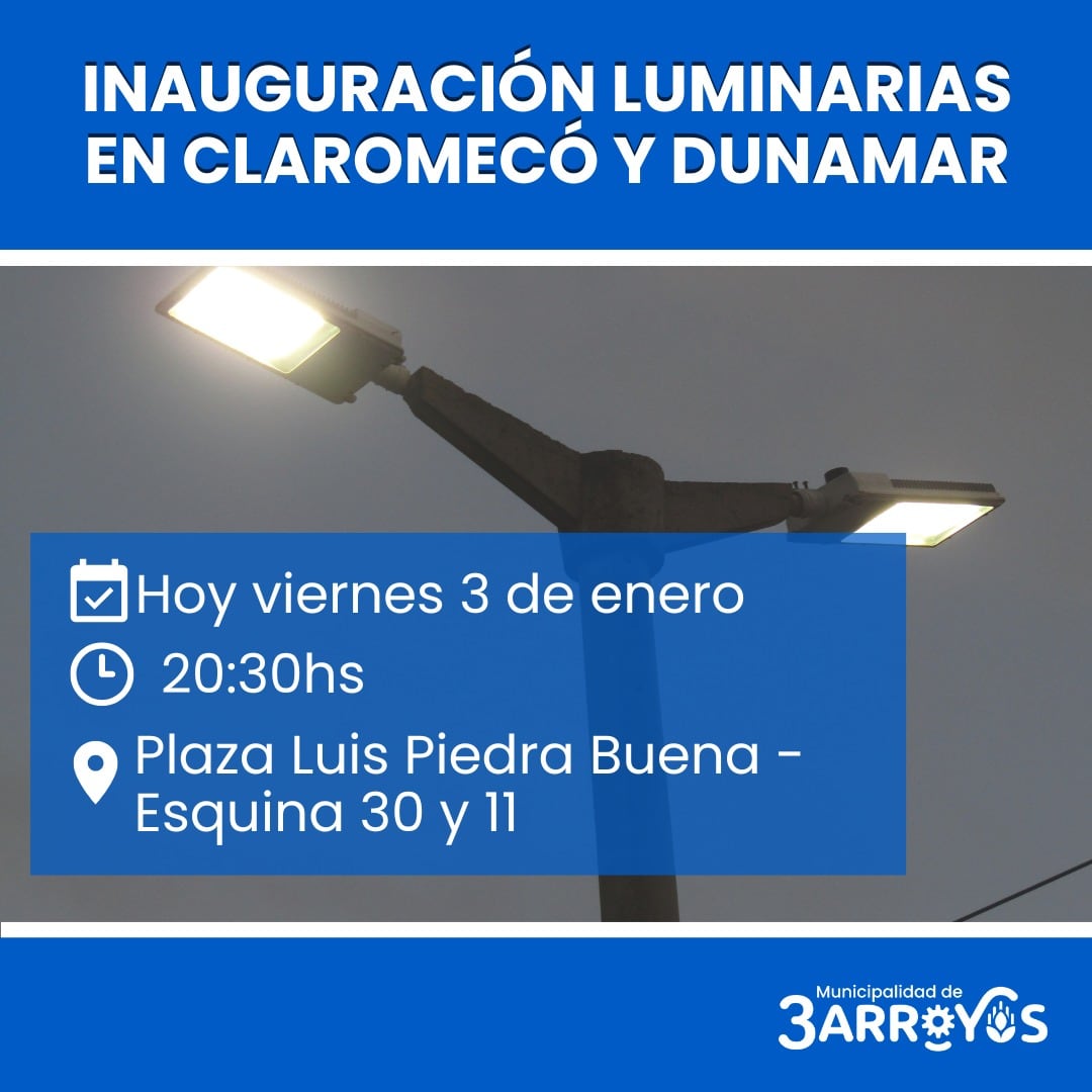 Este viernes se inauguran las nuevas luminarias en Claromecó y Dunamar