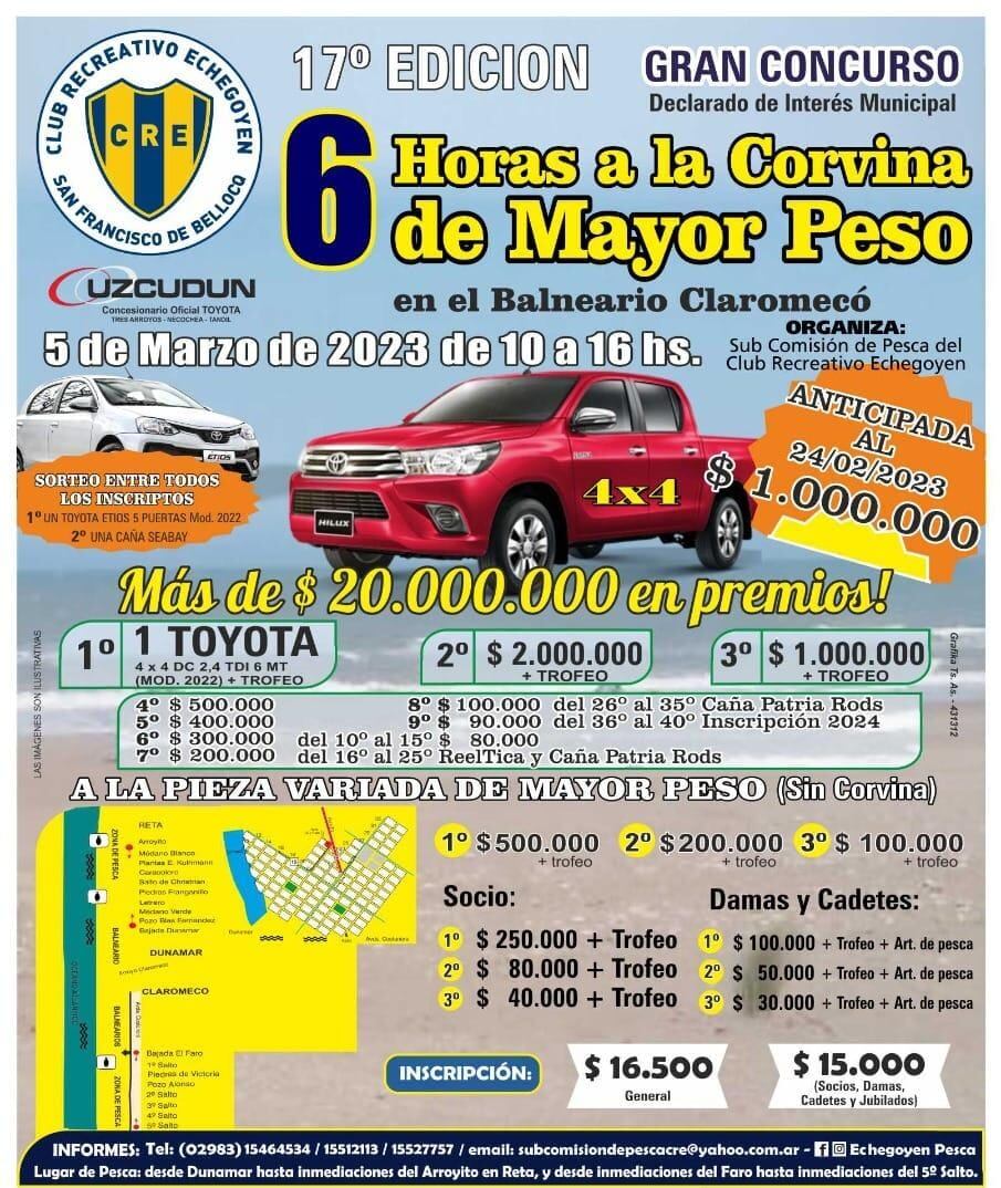 Las 6 horas del Club Echegoyen se realizará el 5 de marzo y entregará una camioneta Toyota 4x4