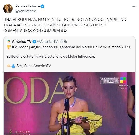 Yanina Latorre sobre Angie Landaburu.